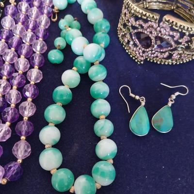 LADIES COLORED BEADS BRACELETS-NECKLACES AND EARRINGS