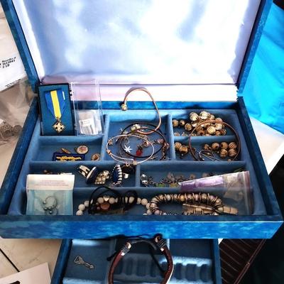TWO JEWELRY BOXES AND FASHION JEWELRY