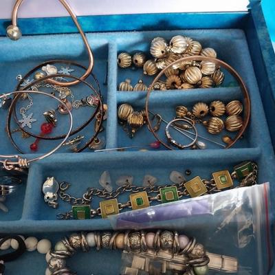 TWO JEWELRY BOXES AND FASHION JEWELRY