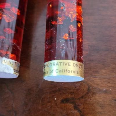 Vintage Faux Gold Flake Red Christmas Candles