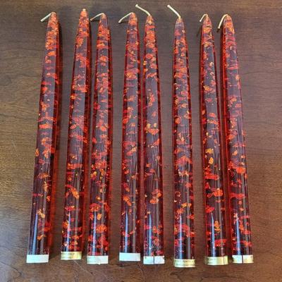Vintage Faux Gold Flake Red Christmas Candles