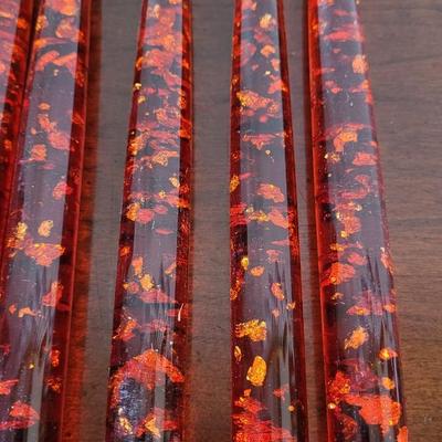 Vintage Faux Gold Flake Red Christmas Candles