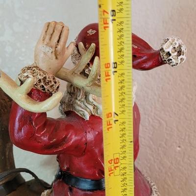 Large Santa Riding a Reindeer Statue