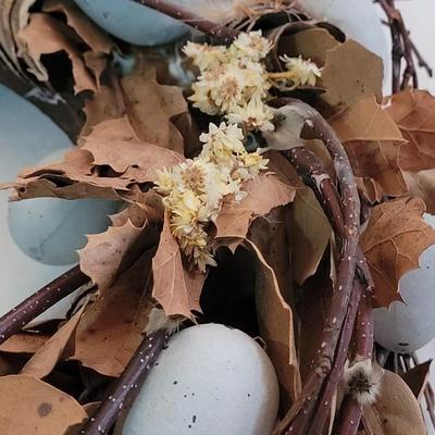 Spring Faux Light Blue Egg Wreath