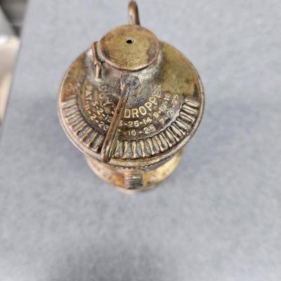 vintage guys dropper carbide miners lamp, shanklin mfg co,