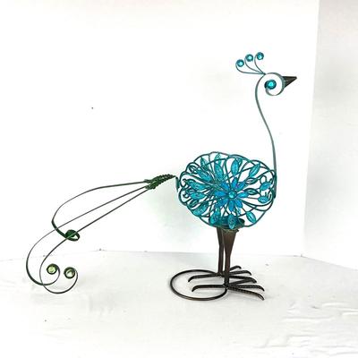 715 Metal Peacock Candle Holder with Metal Flower Wall Decor
