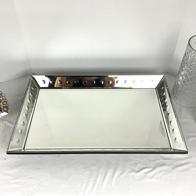 717 Mirrored Tray with Crystal Globe and Perfume bottles