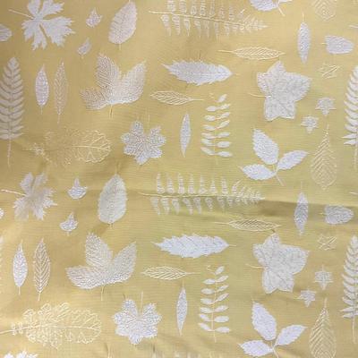 738 Yellow and Cream Embroidered Foliage Fabric