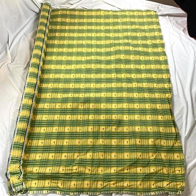 739 Green and Yellow Plaid Fabric with Embroidered Daisies