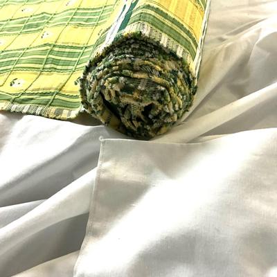 739 Green and Yellow Plaid Fabric with Embroidered Daisies