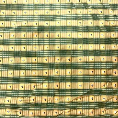739 Green and Yellow Plaid Fabric with Embroidered Daisies
