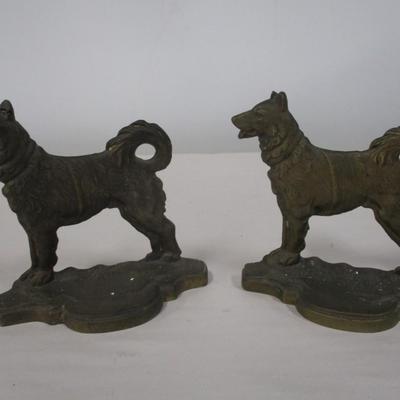 Solid Brass Dog Bookends