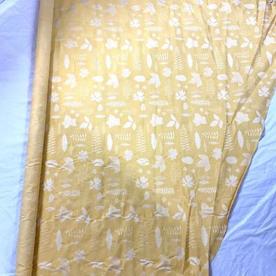 744 Partial Yardage of Yellow and Cream Embroidered Fabric with Embroidered Foliage