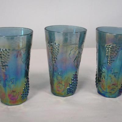 Set of Three Blue Harvest Carnival Drinking Glasses