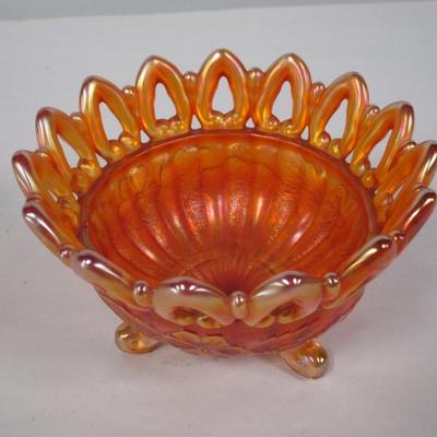 Wild Rose Marigold Carnival Glass Bowl