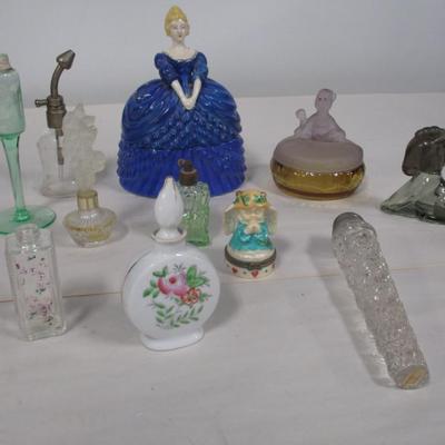 Assortment Of Vanity Items Perfume Bottles Trinket Boxes