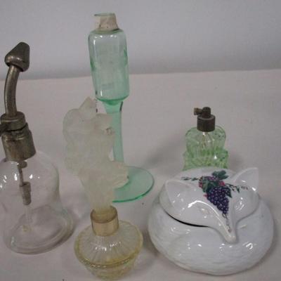 Assortment Of Vanity Items Perfume Bottles Trinket Boxes