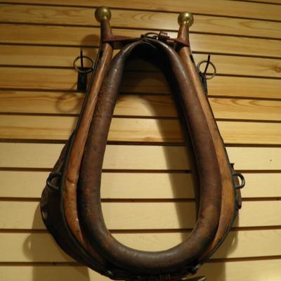 Antique Leather, Wood, and Horse Collar 28.5"