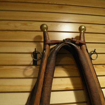Antique Leather, Wood, and Horse Collar 28.5"