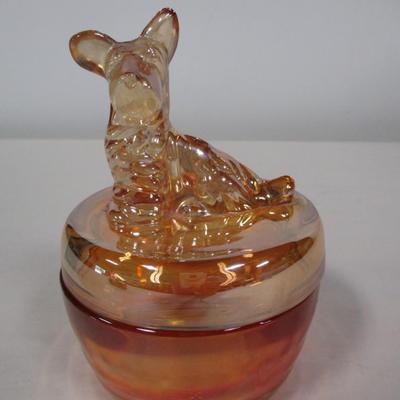Amber Glass Scottie Powder Jar