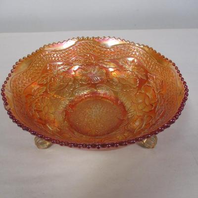 Footed Carnival Glass Bowl