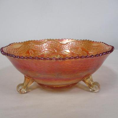 Footed Carnival Glass Bowl