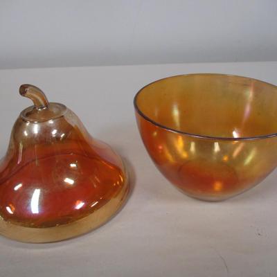 Carnival Glass Pear Shaped Lidded Jar