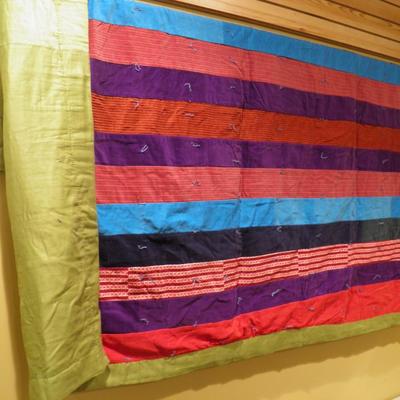 Vintage Hand Stitched Corduroy Quilt 69"x58"