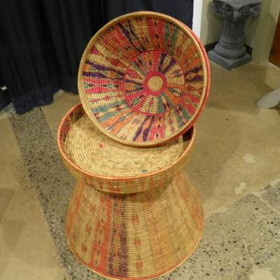 Vintage Woven Herb Drying Basket 33"x28"