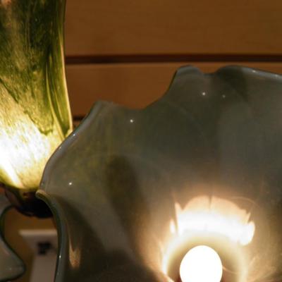 3 Light Dragonfly Lamp, Chipped Shade, AS IS 21"