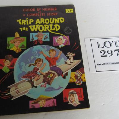 Vintage Color By Number Trip Around the World Kids Book, Unused, Nice