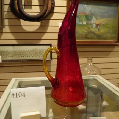 Crimson w/ Yellow Undertones Mid Century Modern Pitcher 14.75"