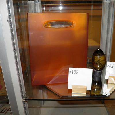 Modern Amber Glass "Paper Bag" Vase 10.5"