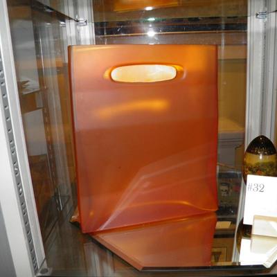 Modern Amber Glass "Paper Bag" Vase 10.5"