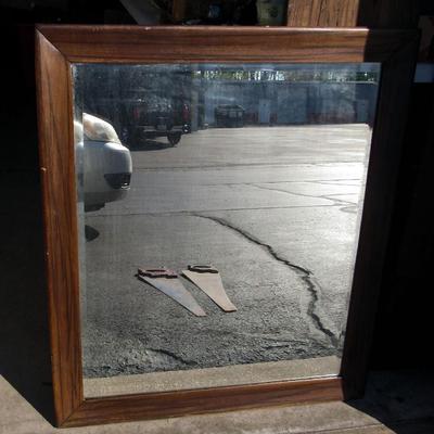 Lot 329: Antique Wood Mirror