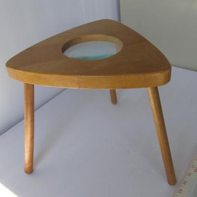 Lot 334: Vintage Childs Wood Stool, Magnifier