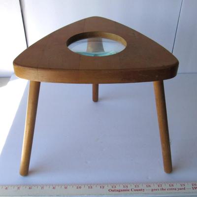Lot 334: Vintage Childs Wood Stool, Magnifier