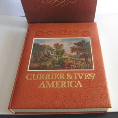 Lot 335:  NICE! Huge Currier & Ives America Book of Prints, Limited #827/1500, Handcrafted Leather Cover, 1979