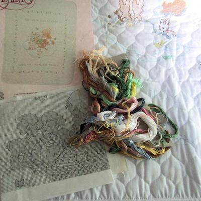 Lot 342: Precious Moments Very Sweet Childs Quilt Embroidery Set, Partially Finished