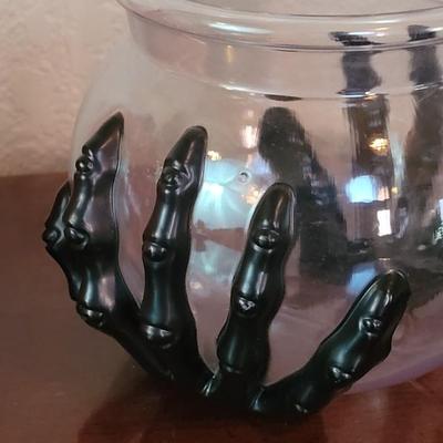 Ceramic Jack o Lantern and Plastic Bowl Deco