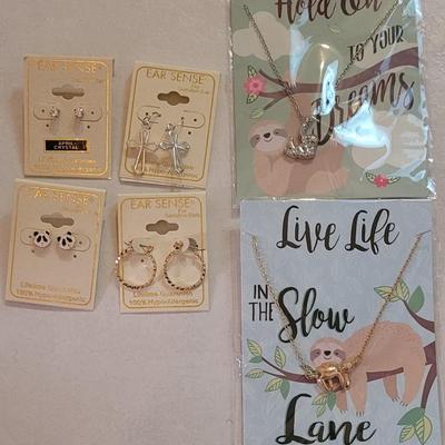 (2) New Hallmark Necklaces and (4) New 100% Hypo Allergenic Earrings