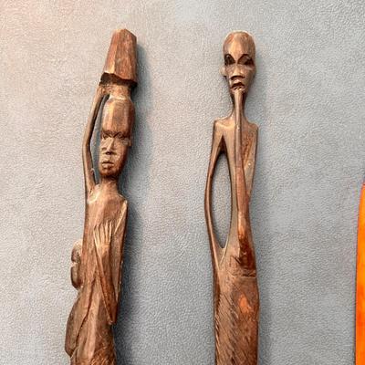 Lot Vintage African Hand Carved Wood Art