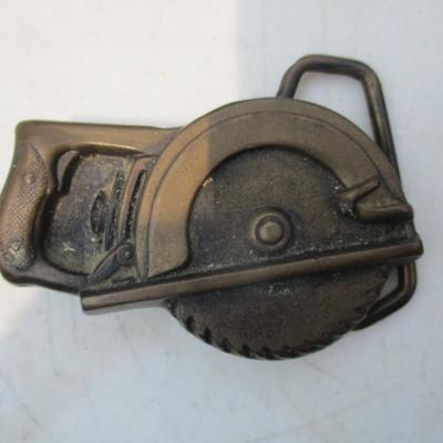 1978 Solid Brass Belt Buckle Circular Saw