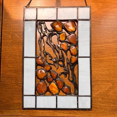 Amber Stained Glass Panel Sun Catcher
