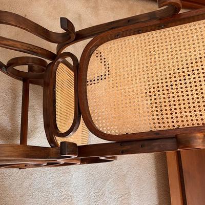 Vintage Thonet Bentwood Style MCM  Wood Cane Rocking Chair