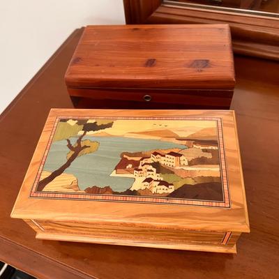 Vintage Italian Wood Music Box & Lane Cedar Wood Box