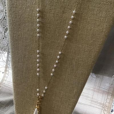 Nolan Miller Faux Baroque Pearl  Pendant Necklace-Gold Tone-31