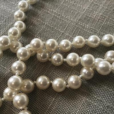 RMN Long Faux Pearl Knotted Beaded Necklace The Vintage Strand