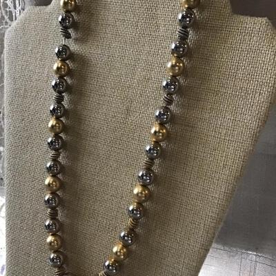 Gold Silver Beaded Necklace