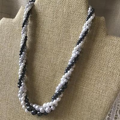 Beaded Grey Light Grey white Necklace